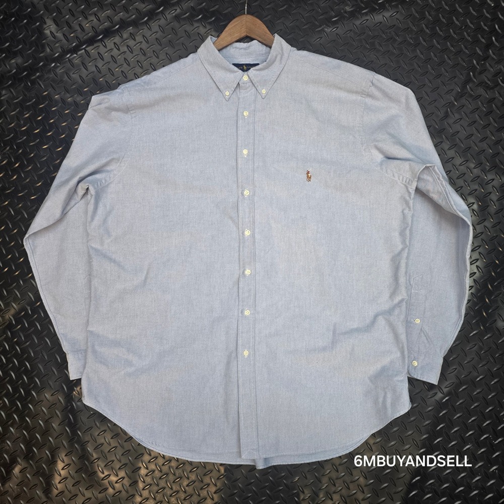 Ralph Lauren Men 2XLT Blue Oxford Button Down Shirt Classic Fit Tall Long Sleeve - Picture 2 of 13